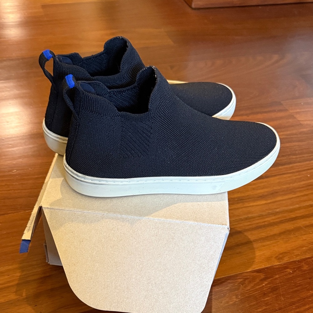 Rothy's Black Slip-On Shoes with White Soles